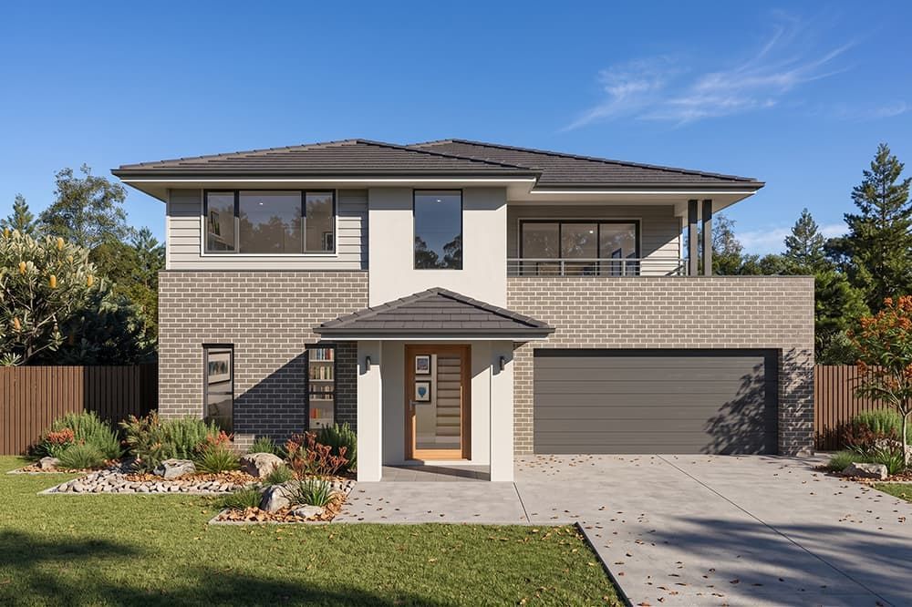 An Artist's Impression of A Modern House with A Black Garage Door — Evolution Building Group Dapto, NSW