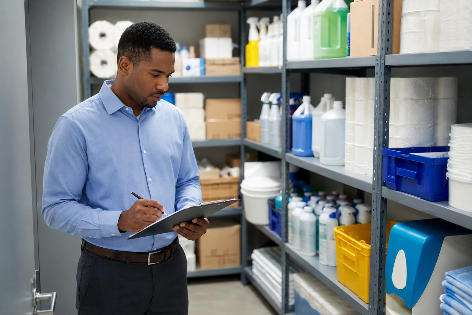cleaning supplies inventory management facility stock control
