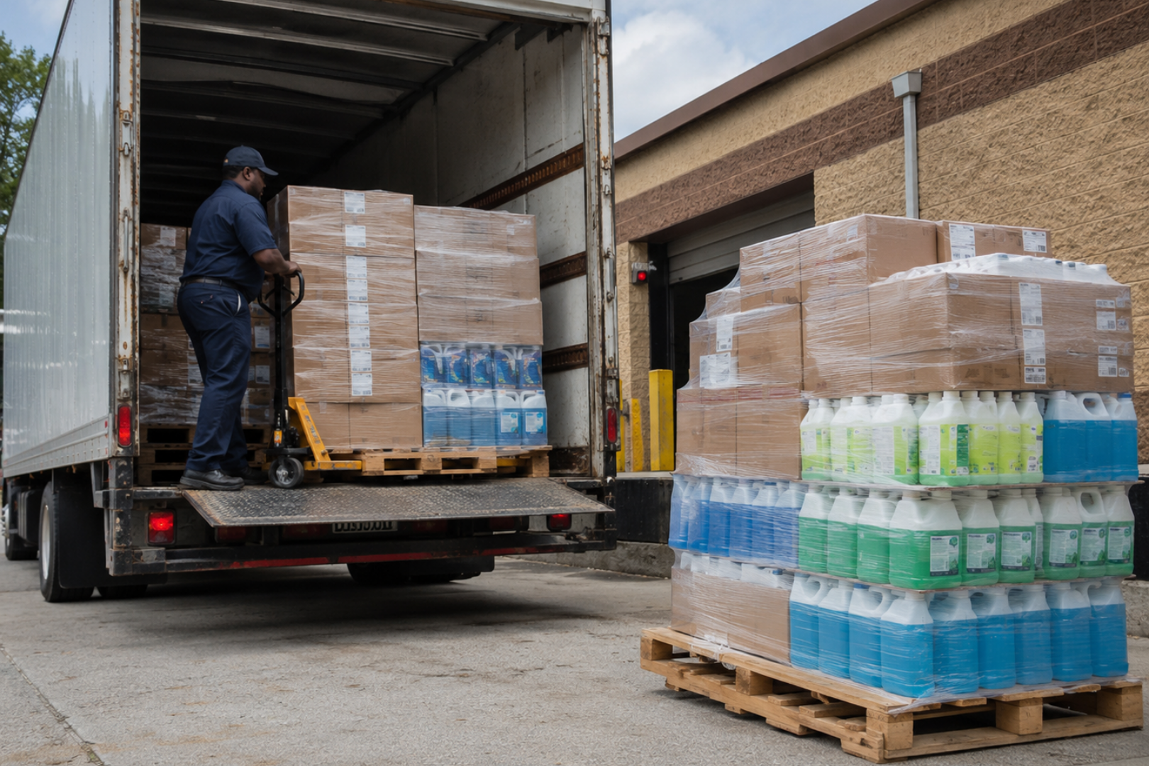 wholesale cleaning supplies delivery Alabama warehouse unloading