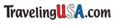 A blurry picture of the traveling usa.com logo