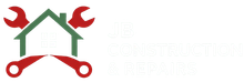 Logo with green house, red wrenches, and white text: "JR Renovation Repairs."