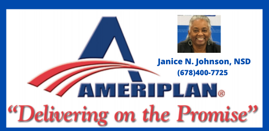 American Plan logo with red swoosh and slogan “Delivering on the Promise,” plus contact info and headshot