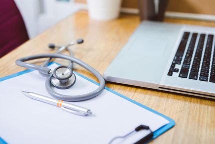 stethoscope medicine laptop computer doctor hospital
