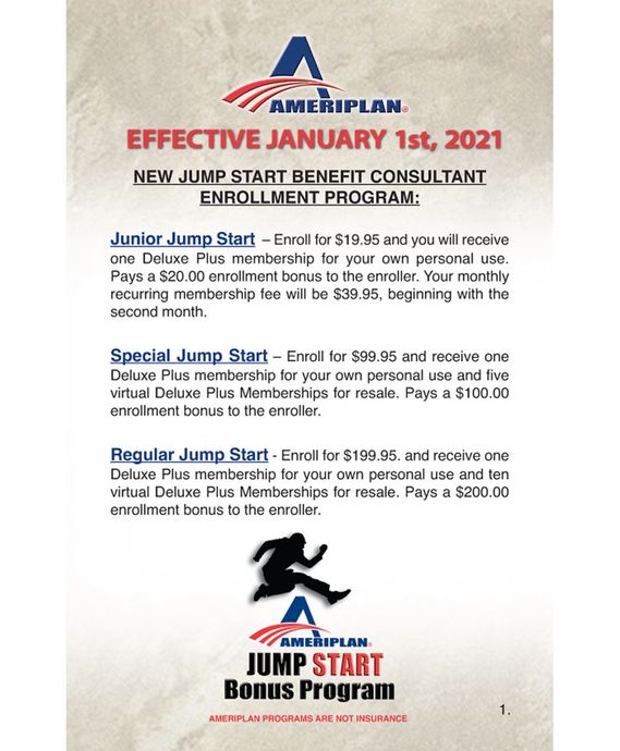 Flyer for Jump Start Dance Academy with effective January 1, 2021 tuition rates and program details