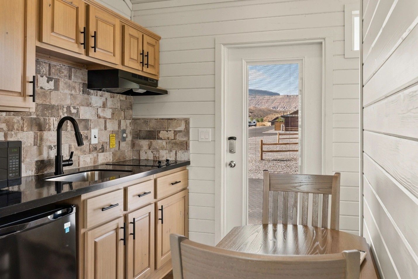 Zion Vacation Village luxury king cabin kitchen and back door