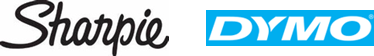 A blue dymo logo on a white background.