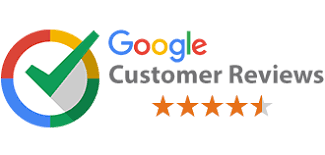 Google Customer Reviews logo featuring a colorful circular checkmark icon and five orange rating stars.