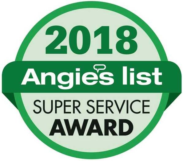 Green circular badge for the 2018 Angie's List Super Service Award.