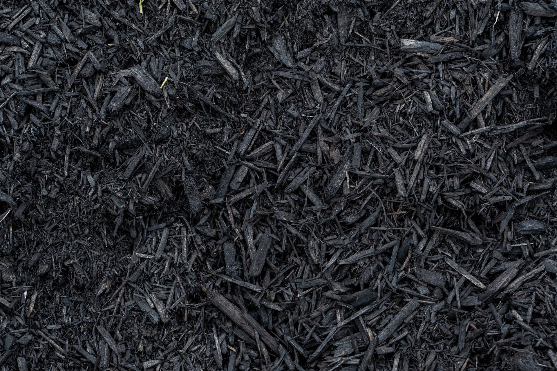 Dark, textured mulch or shredded bark ground cover