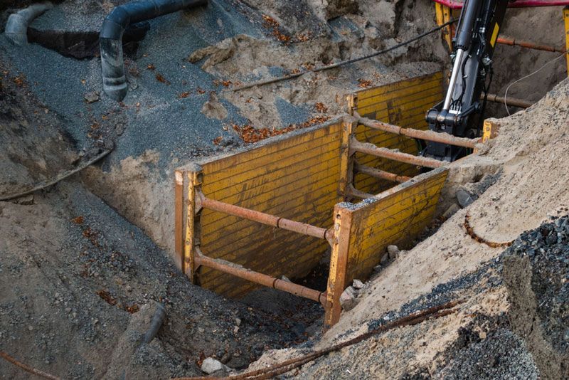 A wooden scaffolding is being used to build a trench in the ground — Hydro Excavation in Yass, NSW