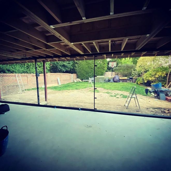 Internal view of large triple cortizo sliding doors. Best quality sliding door systems