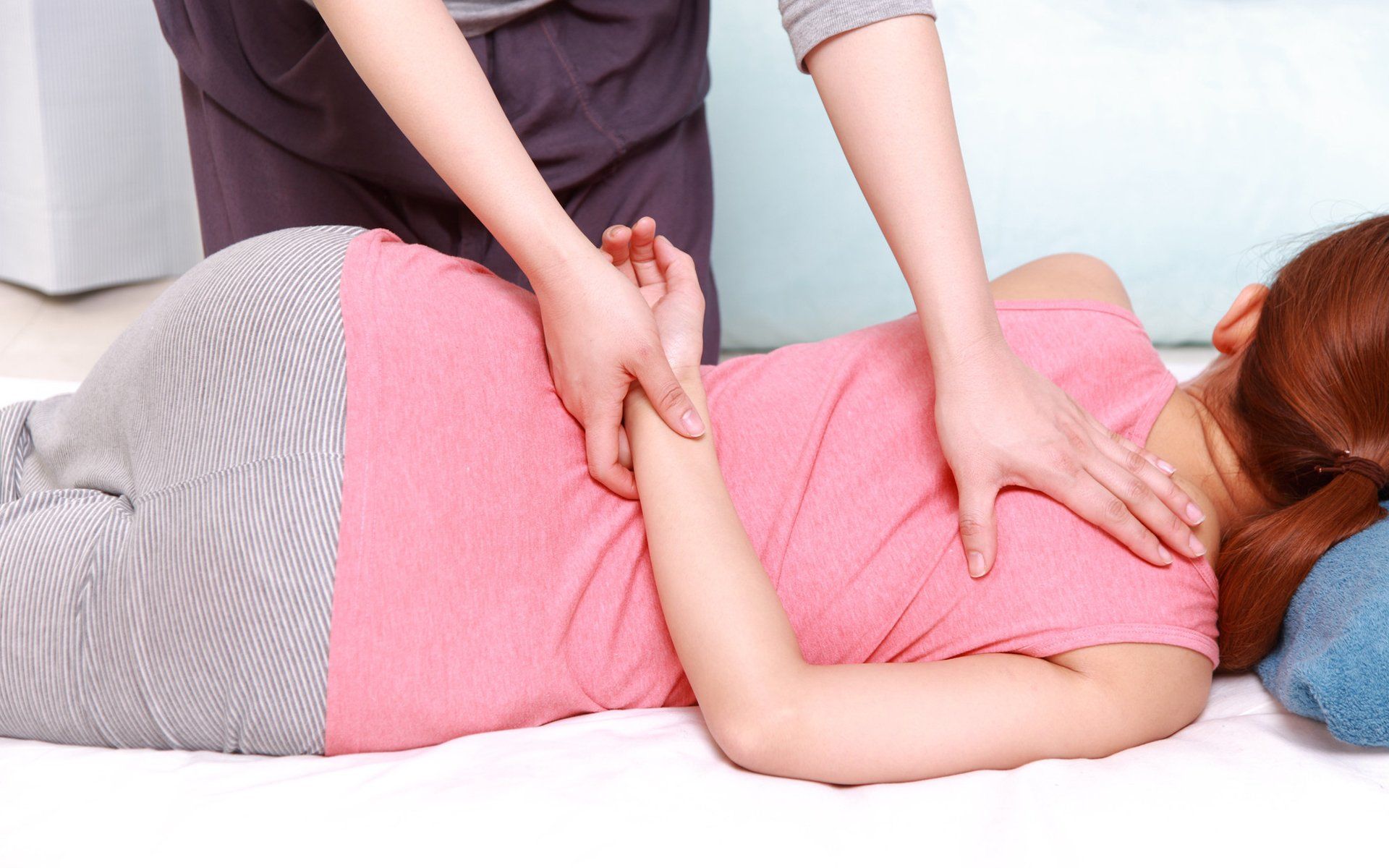 nurse holding a leg