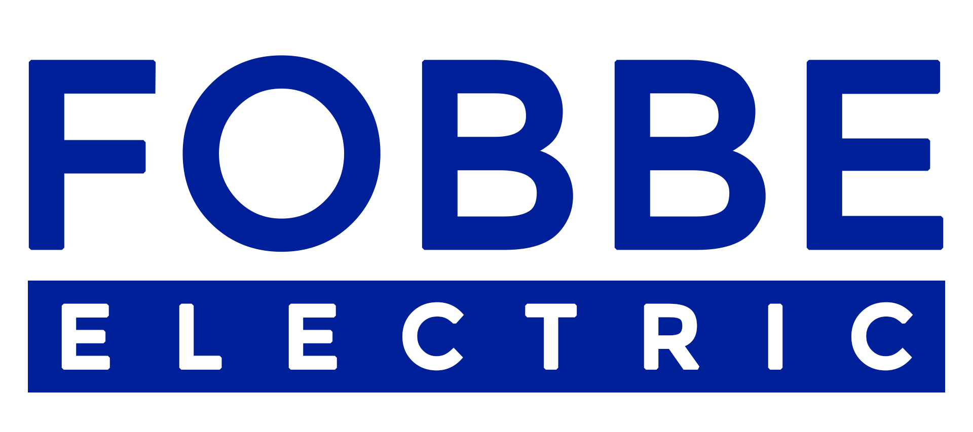 The logo for fobbe electric is blue and white on a white background.