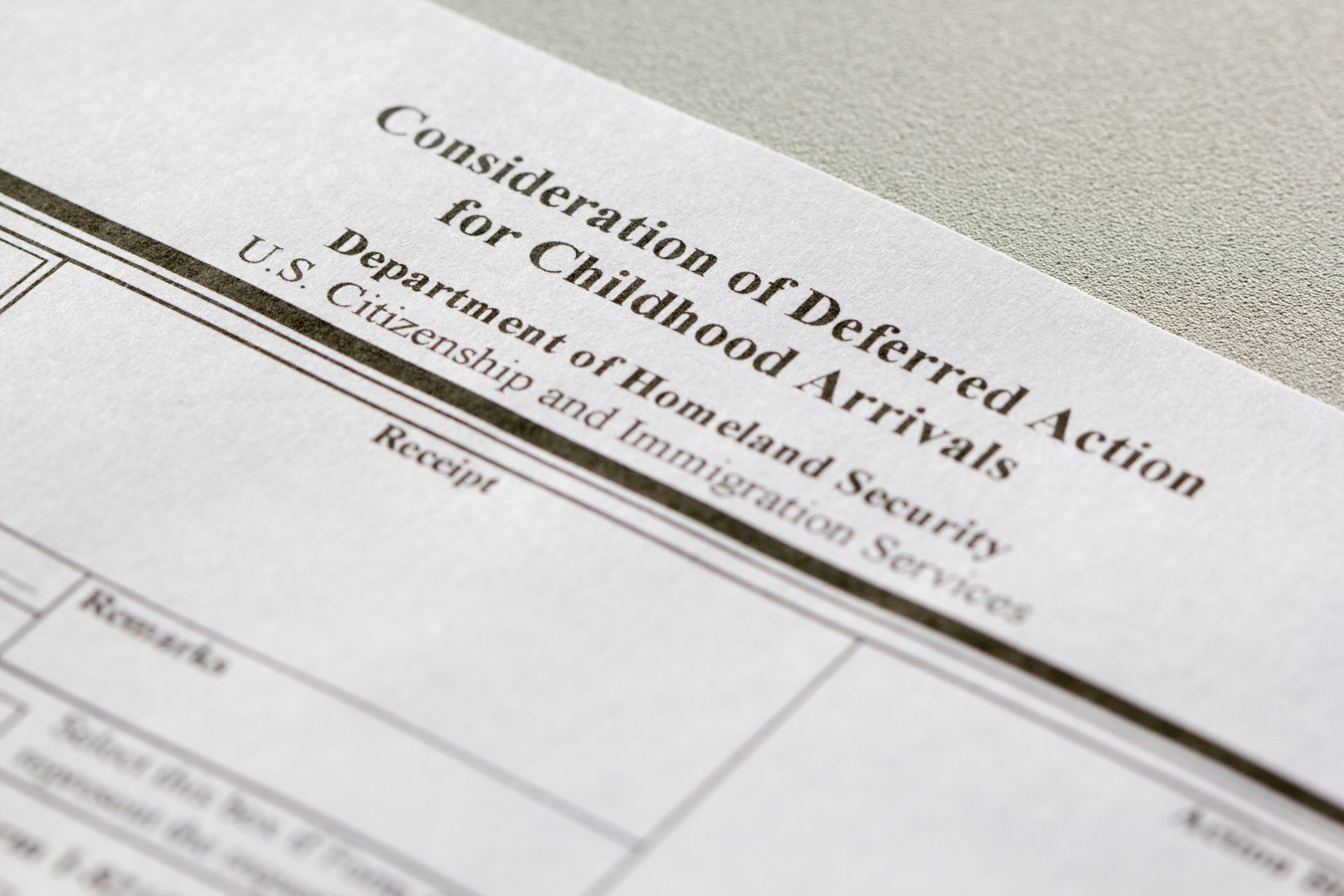 A piece of paper that says consideration of deferred action for childhood arrivals