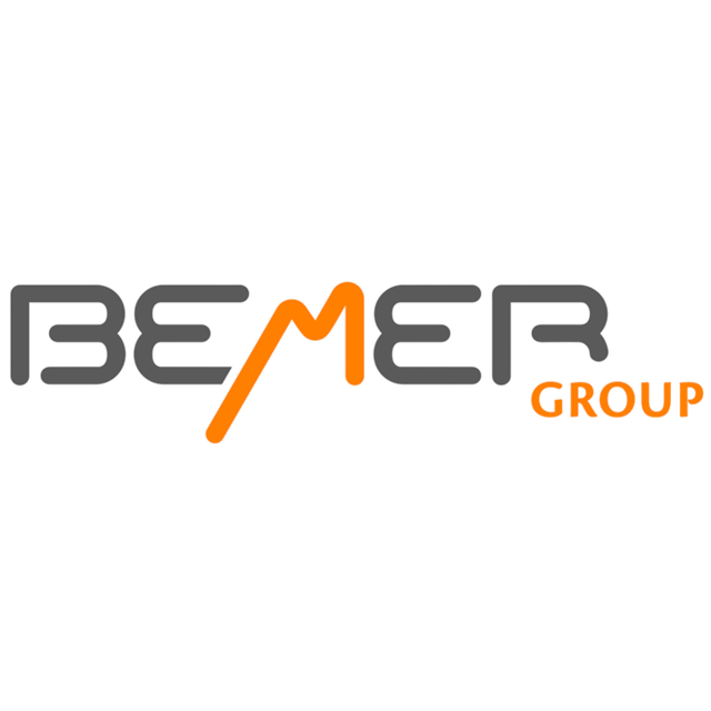 The bemer group logo is black and orange on a white background