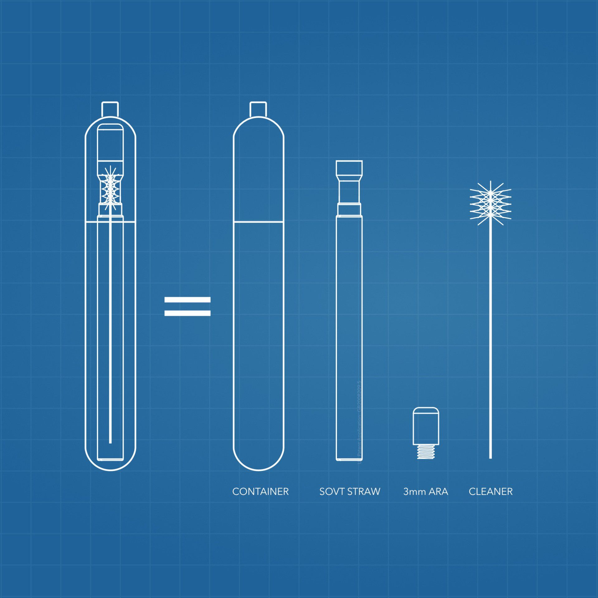 A blueprint of a toothbrush , toothpaste , and toothbrush holder.