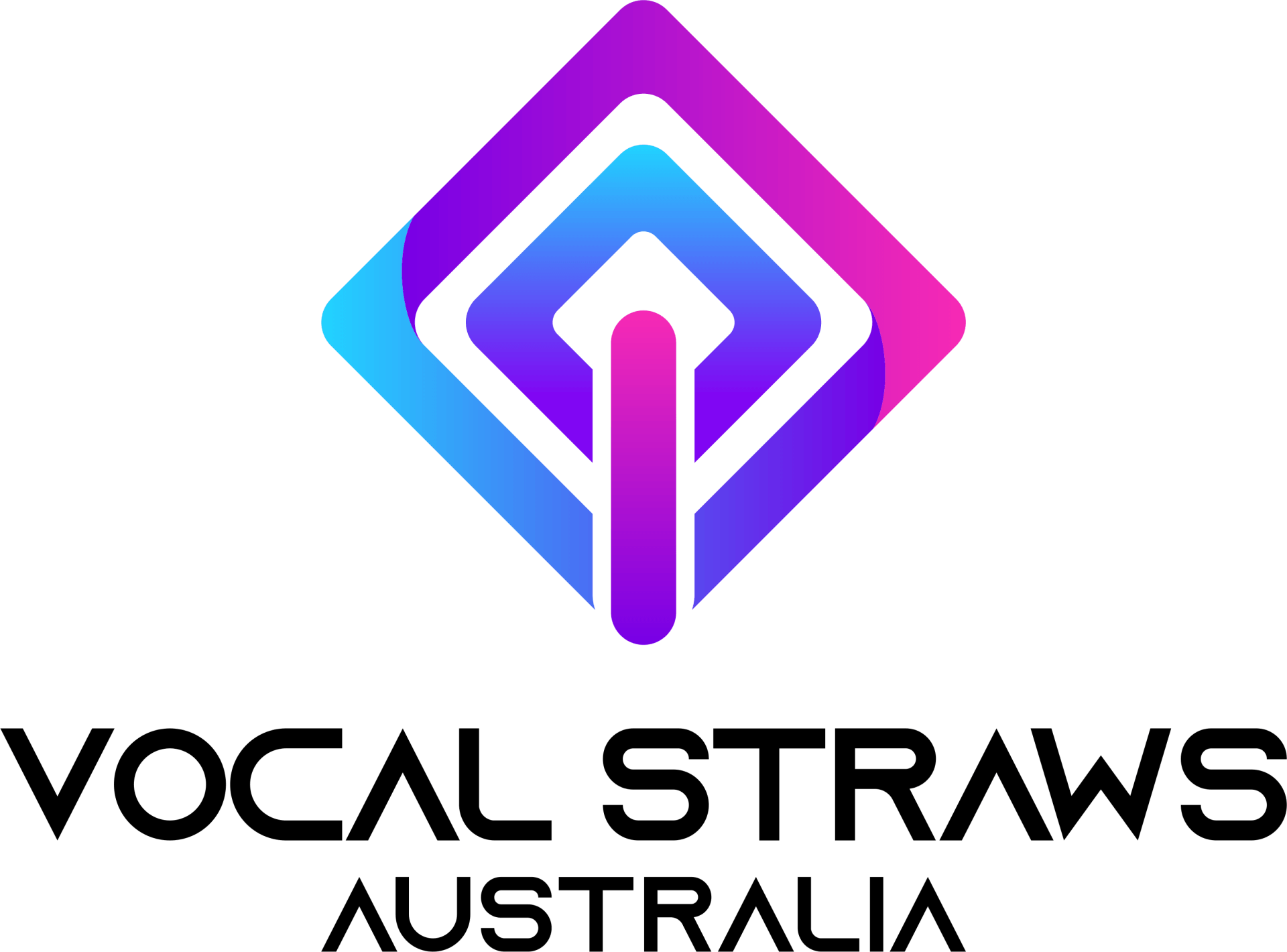 The logo for vocal straws australia is a purple and blue square with a straw in it.