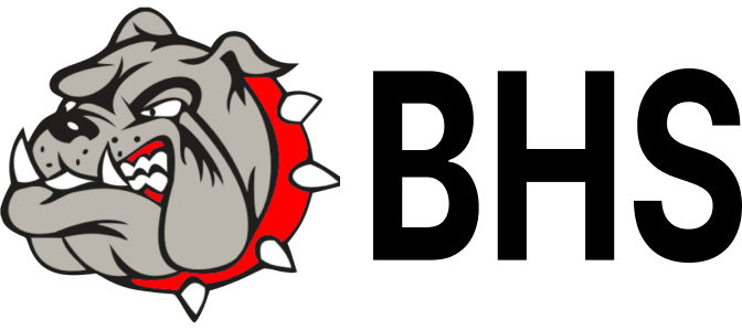 The logo for bhs is a bulldog with a red collar.