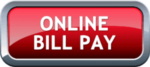 Red online bill pay button with white text and gray border