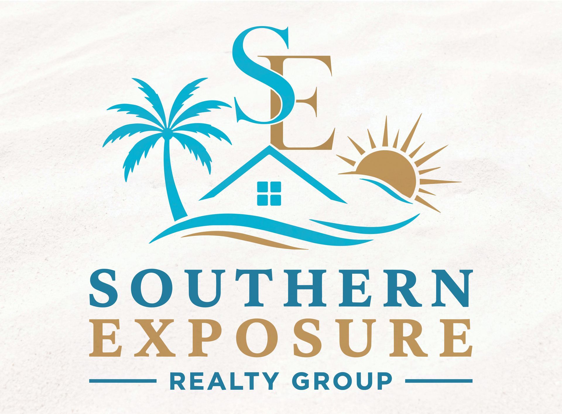 Southern Exposure Realty Group logo with palm tree, house, sun, and blue-gold text