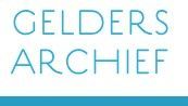 Het logo van het Gelders Archief in lichtblauwe tekst met een dunne blauwe balk eronder.