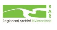 Logo for Regionaal Archief Rivierenland with green abstract river shape and text
