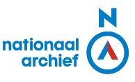 Logo van het Nationaal Archief met blauwe tekst en een blauw kompasicoon met een rode pijl.