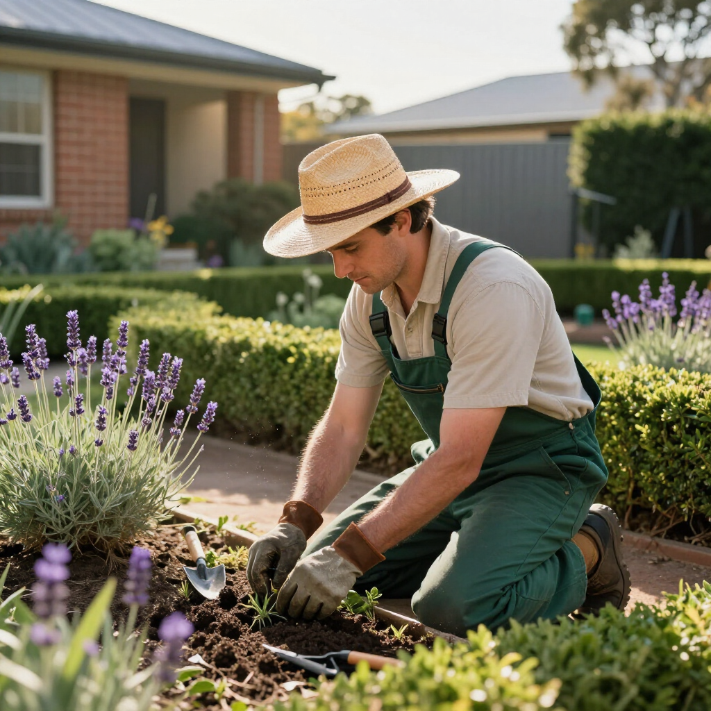 Gardening amongst lavender