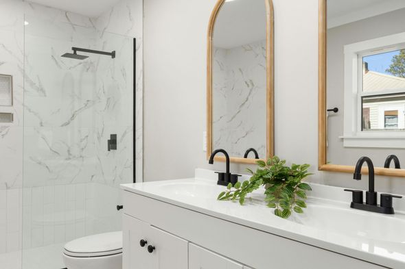 Clean bathroom with plant