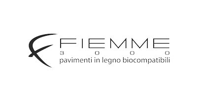 Logo “FIEMME” with the tagline “pavimenti in legno biocompatibili” on a white background