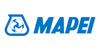 Logo MAPEI in blu con un emblema stilizzato che richiama il riciclo.