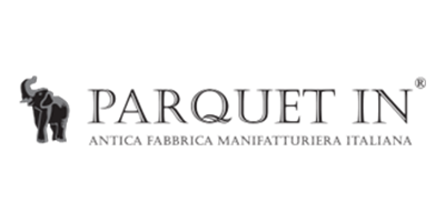 Parquet In logo with black elephant icon and text “PARQUET IN” and “ANTICA FABBRICA MANIFATTURIERA ITALIANA”