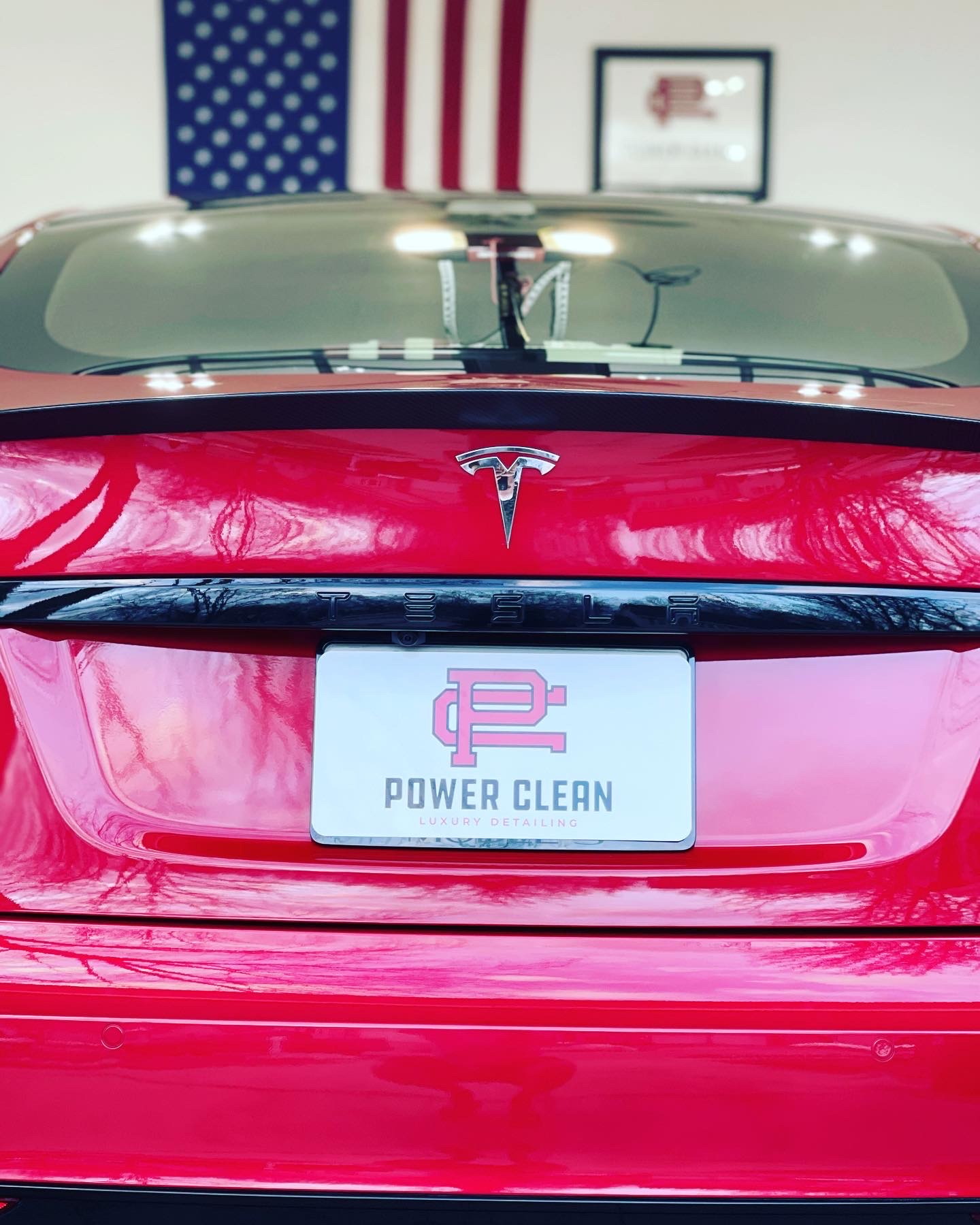 Ceramic Coated Red Tesla Car
