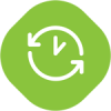 Green circular refresh icon with white clockwise arrows