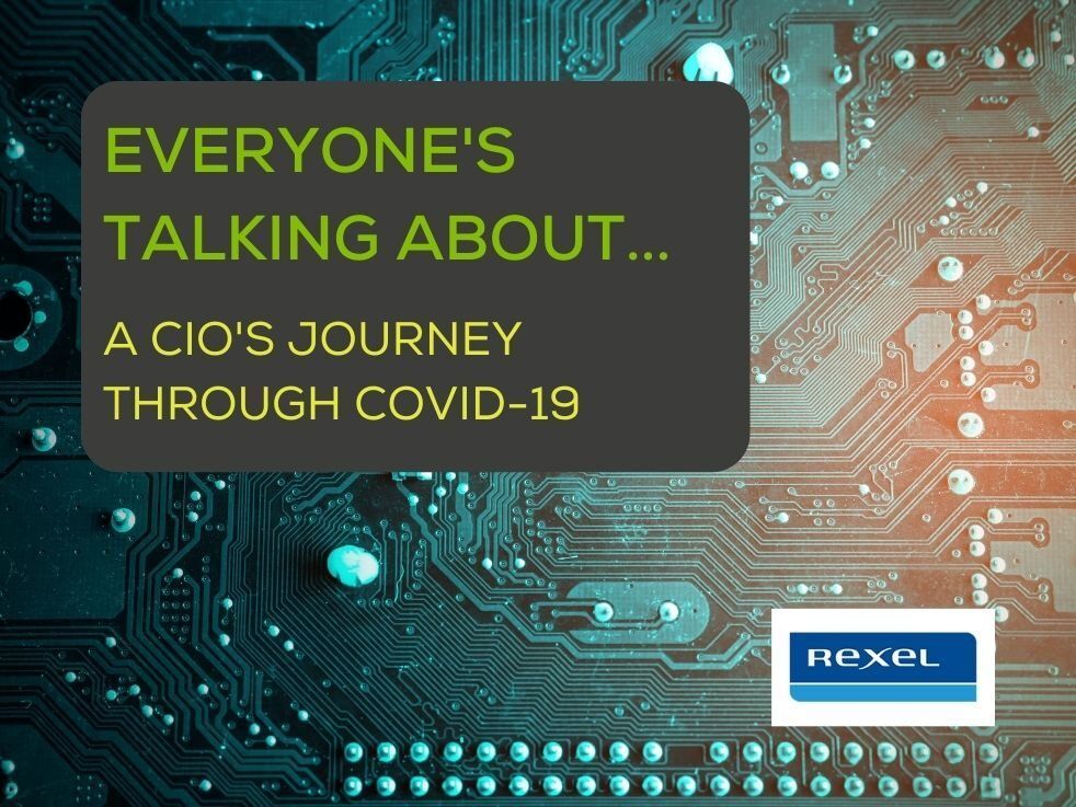 A poster that says everyone 's talking about a cio 's journey through covid-19