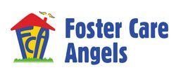 Foster Care Angels logo with colorful house icon and blue text