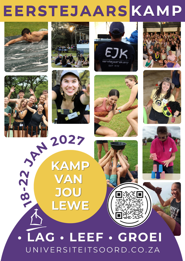 Eerstejaarskamp Eerstejaarskamp 2027
Kamp van jou lewe
Universiteitsoord