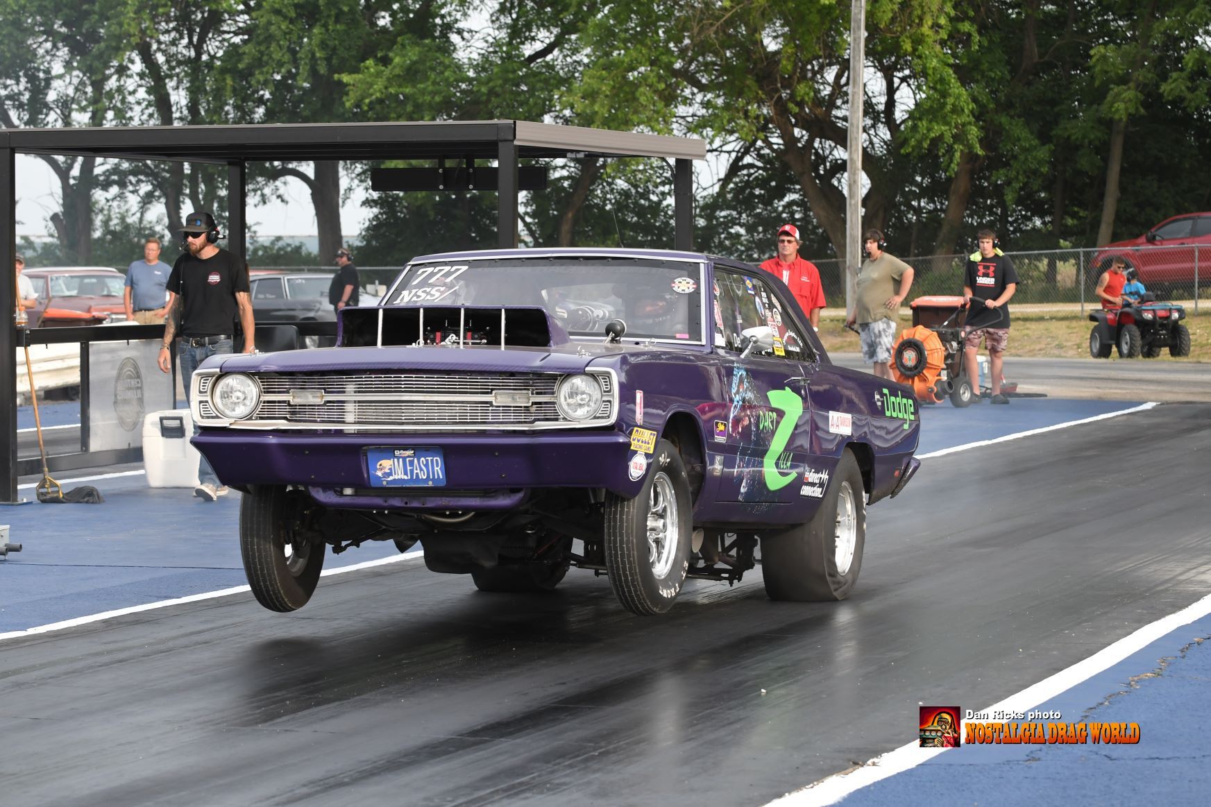 A purple car with the number 2 on it