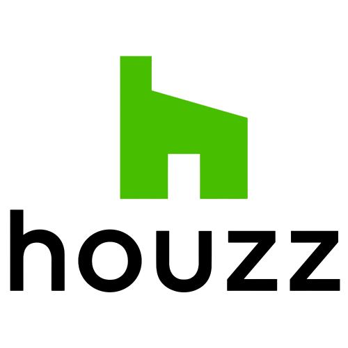Green house icon above the word "houzz" in black.