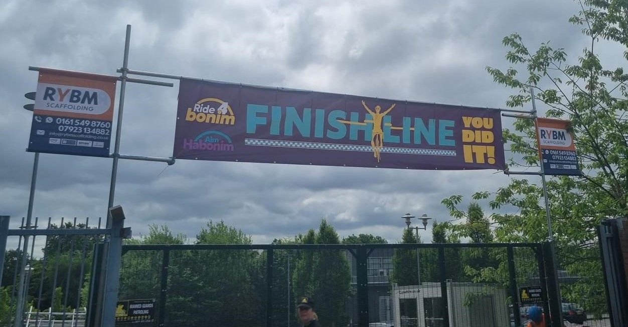RYBM Scaffolding Sponsored the banner of a Charity Bike race finish line.