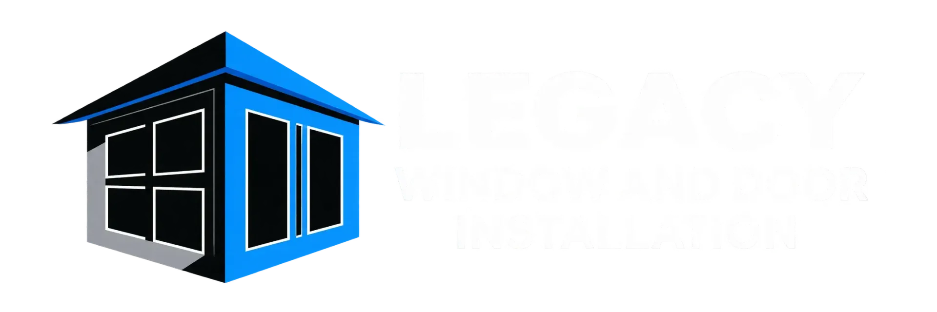 Blue and black geometric house logo icon on a white background