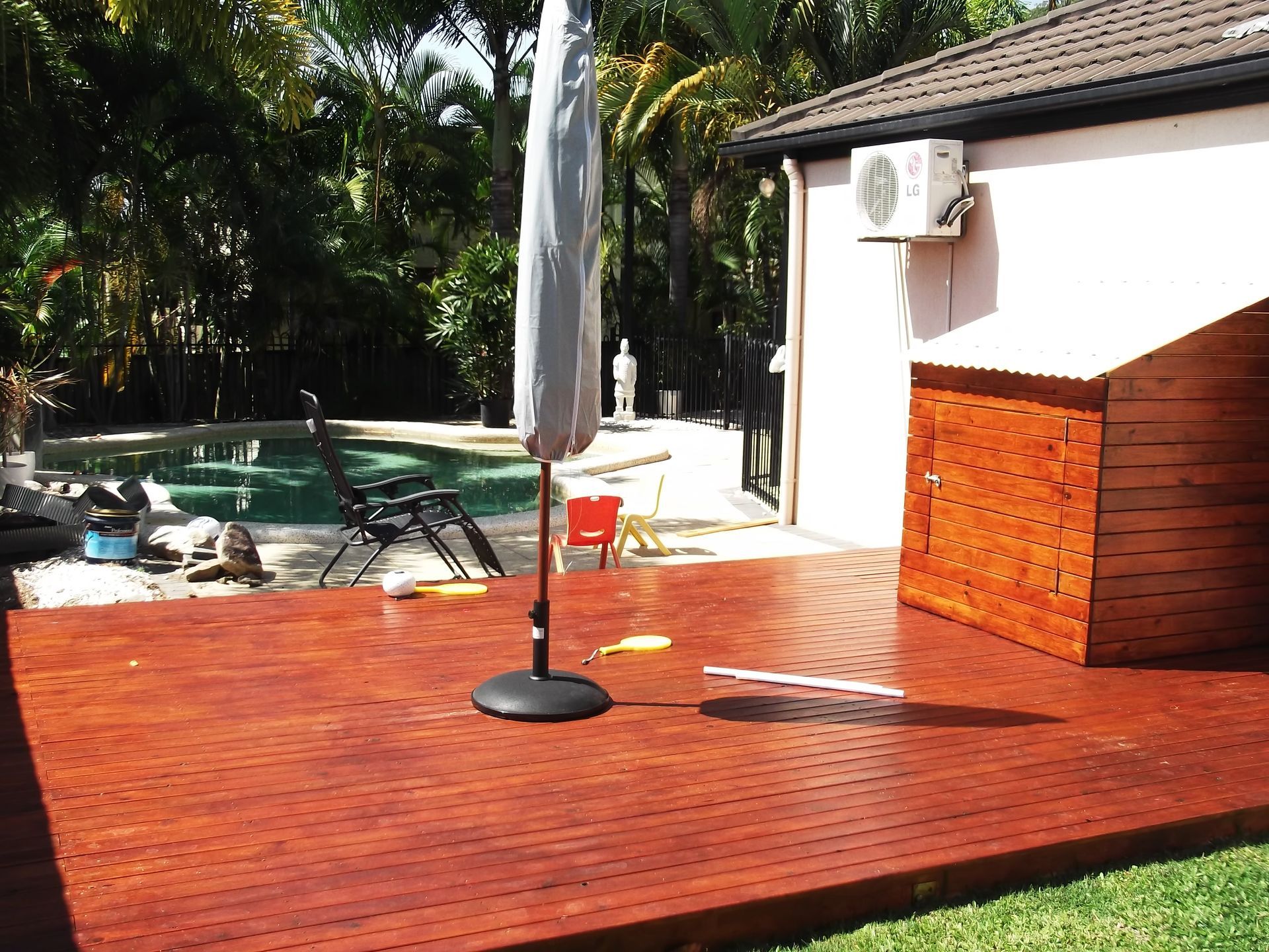 New decking patio area installed with custom made 