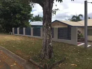 Concrete garden walkway in an outdoor area