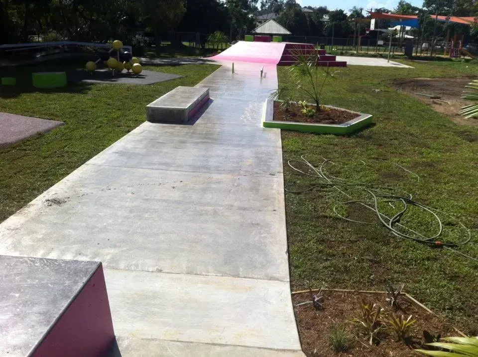 Concrete garden walkway in an outdoor area