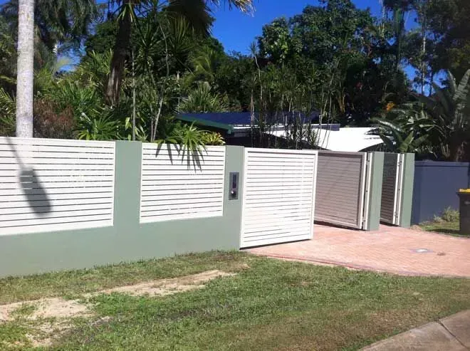 Tropical resort courtyard with new artificial lawn and planting