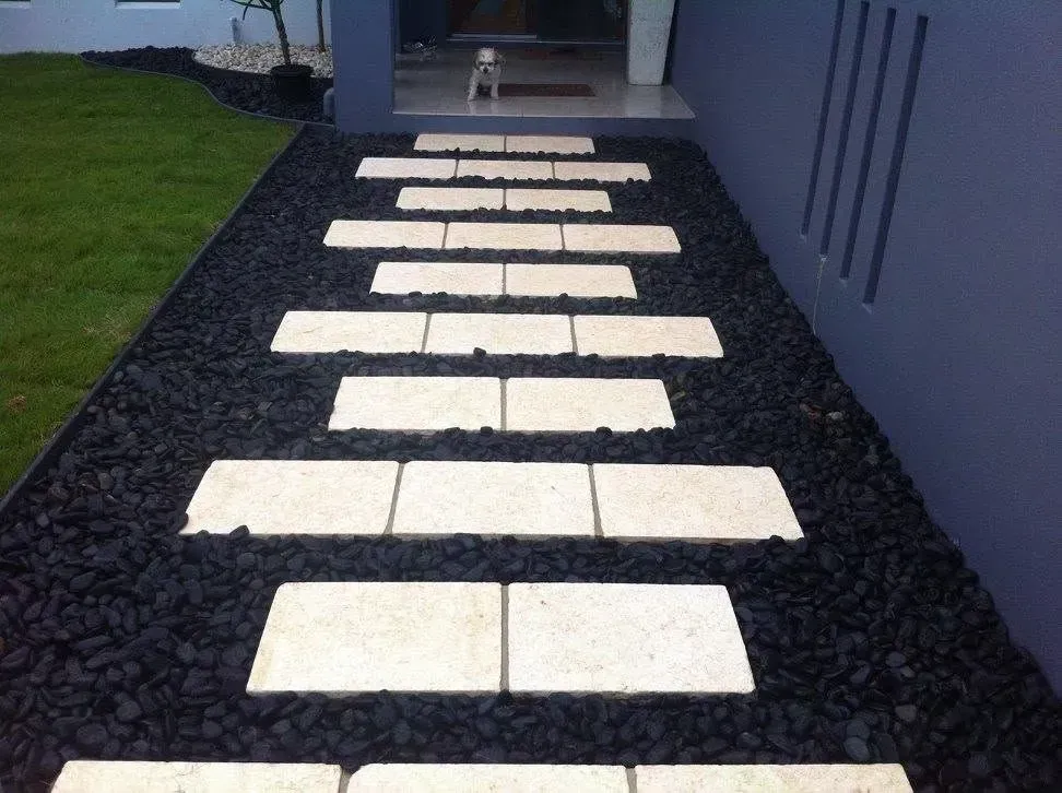 Concrete garden walkway in an outdoor area