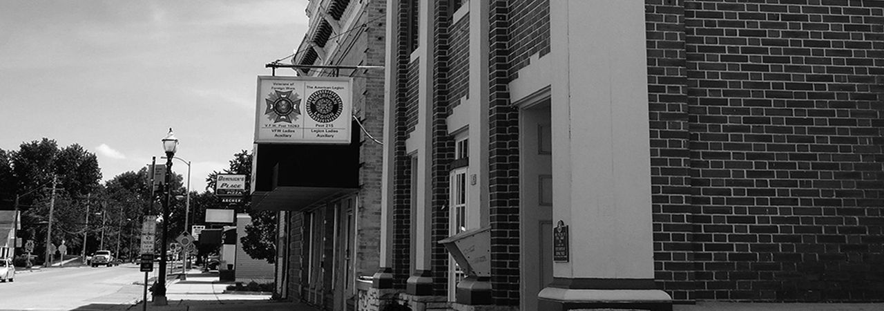 Downtown Pardeeville with the American Legion Post 215 sign