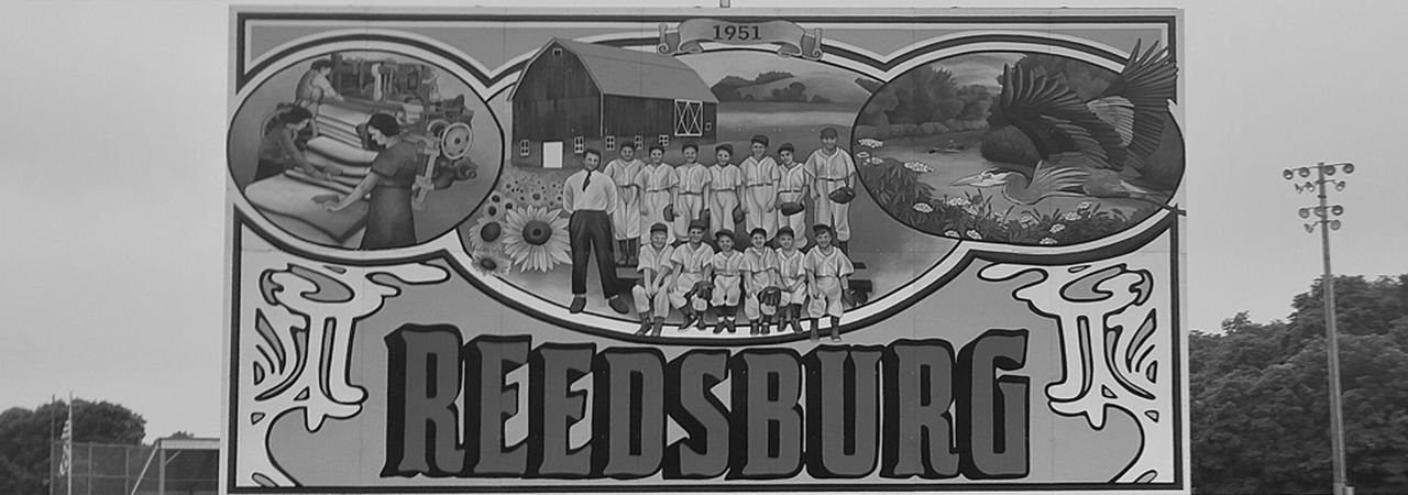 Historic Reedsburg community mural celebrating the 1951 Little League team