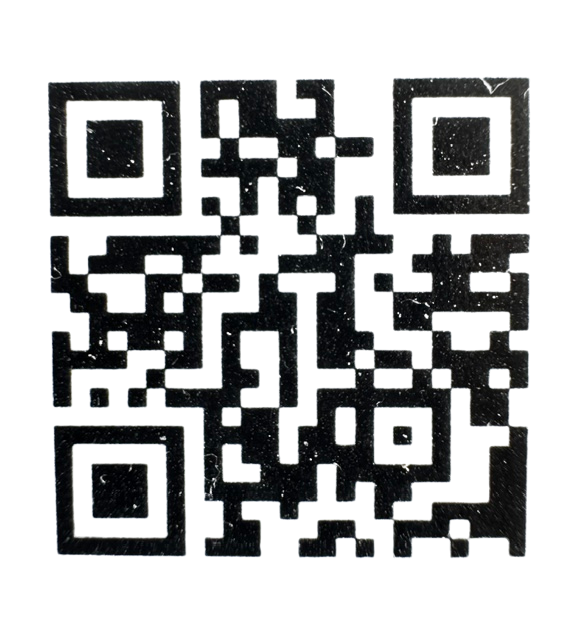 Black-and-white QR code on a white background