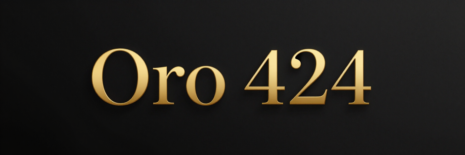 Texto dorado «Oro 424» sobre un fondo oscuro